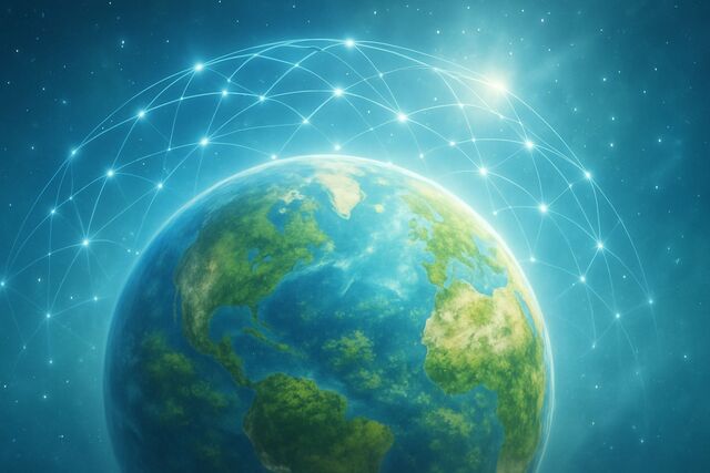 Erde mit Lichtnetz